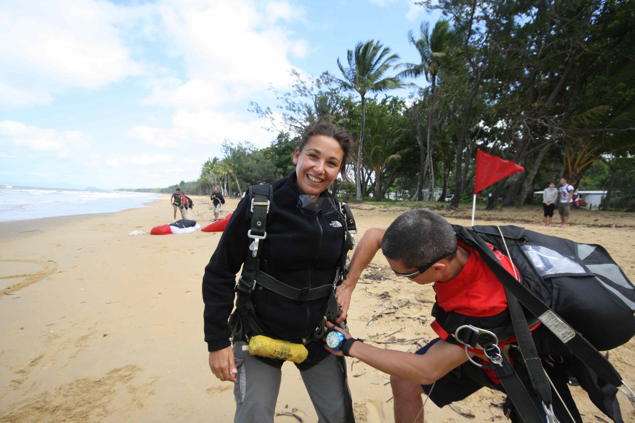 Arrivée sur Mission beach après la chute libre sur la barrière de corail