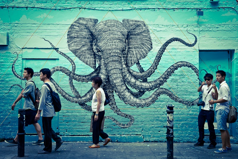 Street art a Londres Elephant