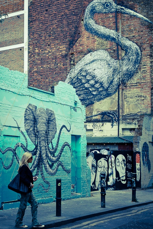 Street art a Londres Heron