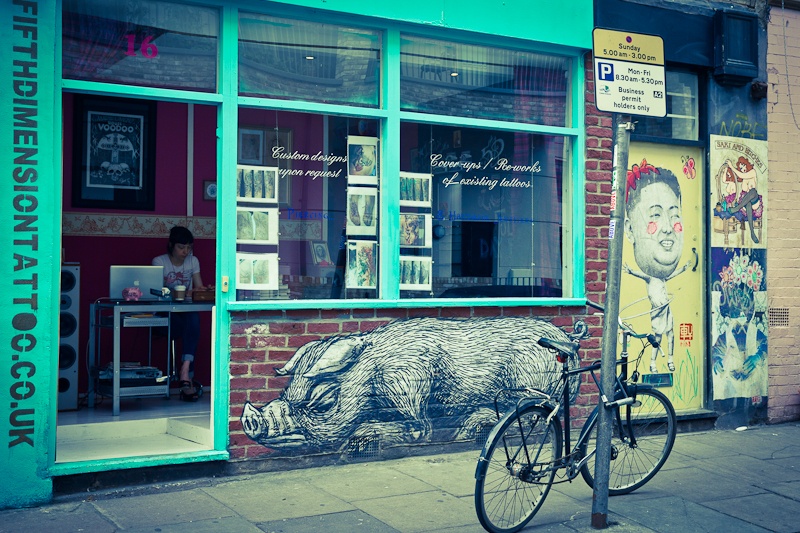 Street art a Londres - le cochon