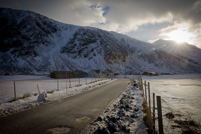 Unstad - Lever de soleil sur unstad norvege