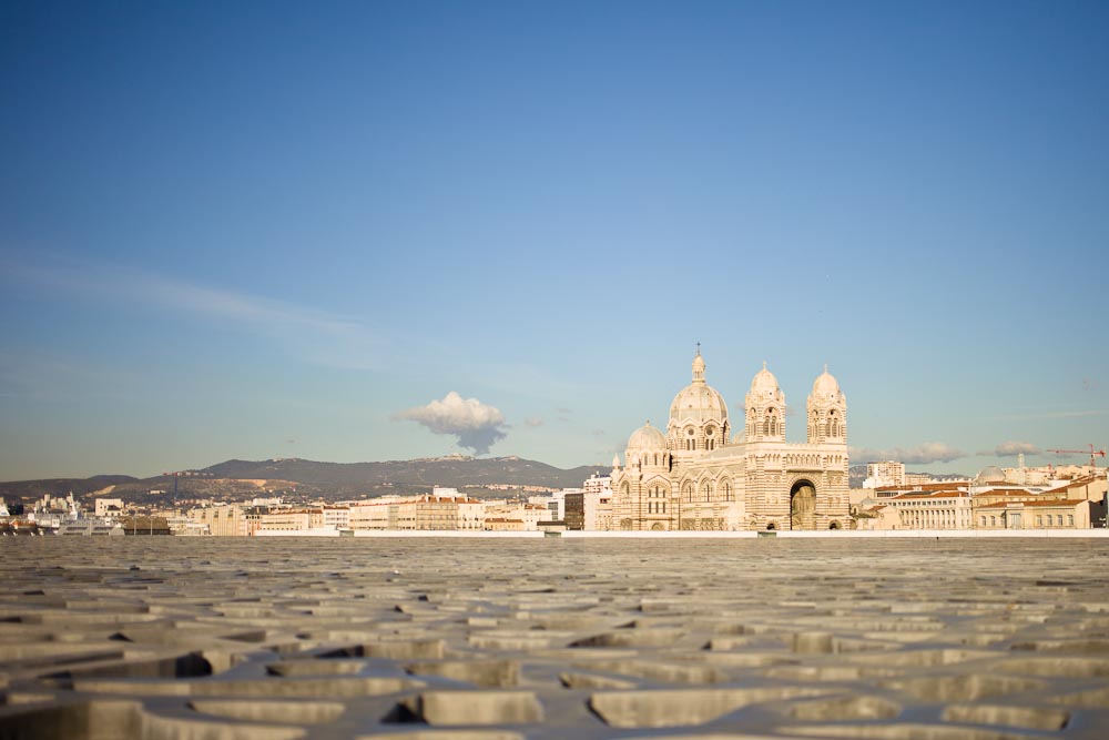 Marseille - coucher de soleil sur la Major du Mucem