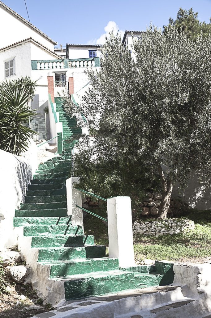Les jolis escaliers verts d'hydra