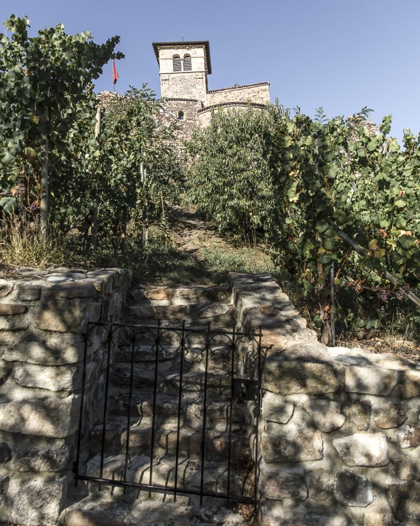 Porte vers les vignes du prieuré de Saint Romain le Puy - Loire, France