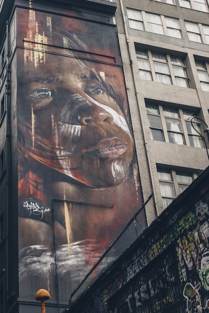 Oeuvre d'Adnate, un célèbre artiste urbain australien sur Hosier Lane à Melbourne - Australie