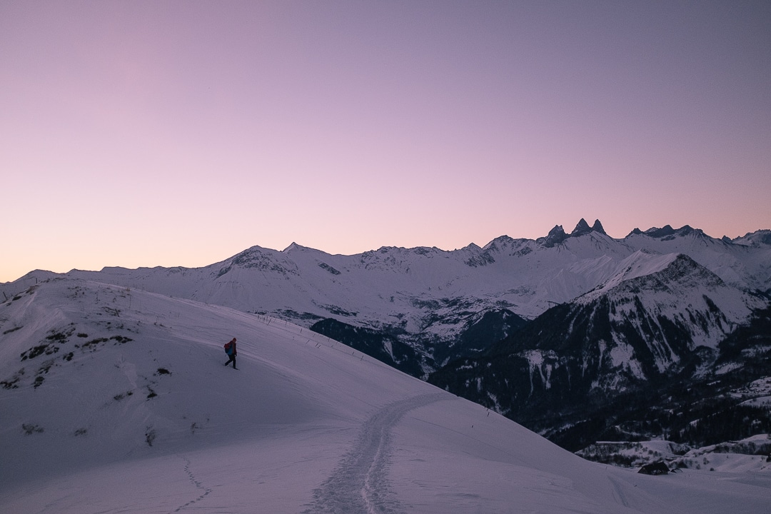Lever de soleil sur les aiguilles d'Arves, La Toussuire