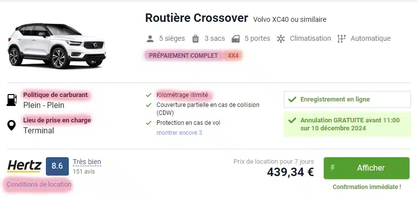 résumé des informations utiles de location de voiture en Laponie