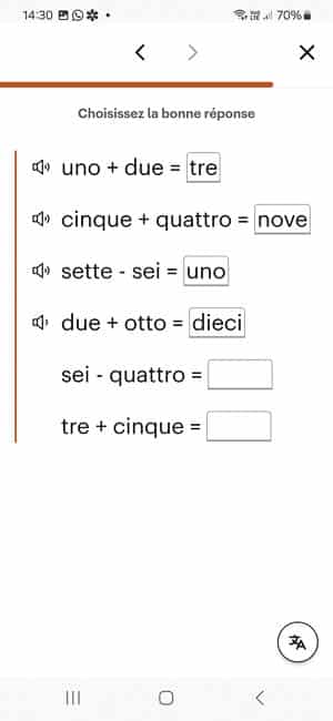 Leçon d'italien sur l'application Babbel