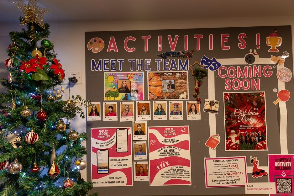 tableau d'activités de l'école EF de Londres