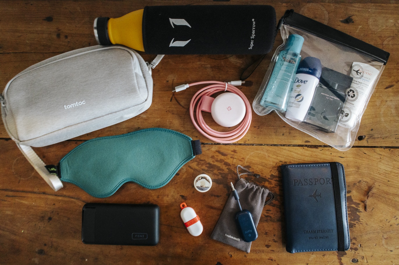 Kit détaillé de mes accessoires pour un voyage en avion